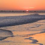 Sundown on Emerald Isle, North Carolina, on Route 58.  We are about forty miles off the Blue Highways path – it was the pull of the tide (BH 66).